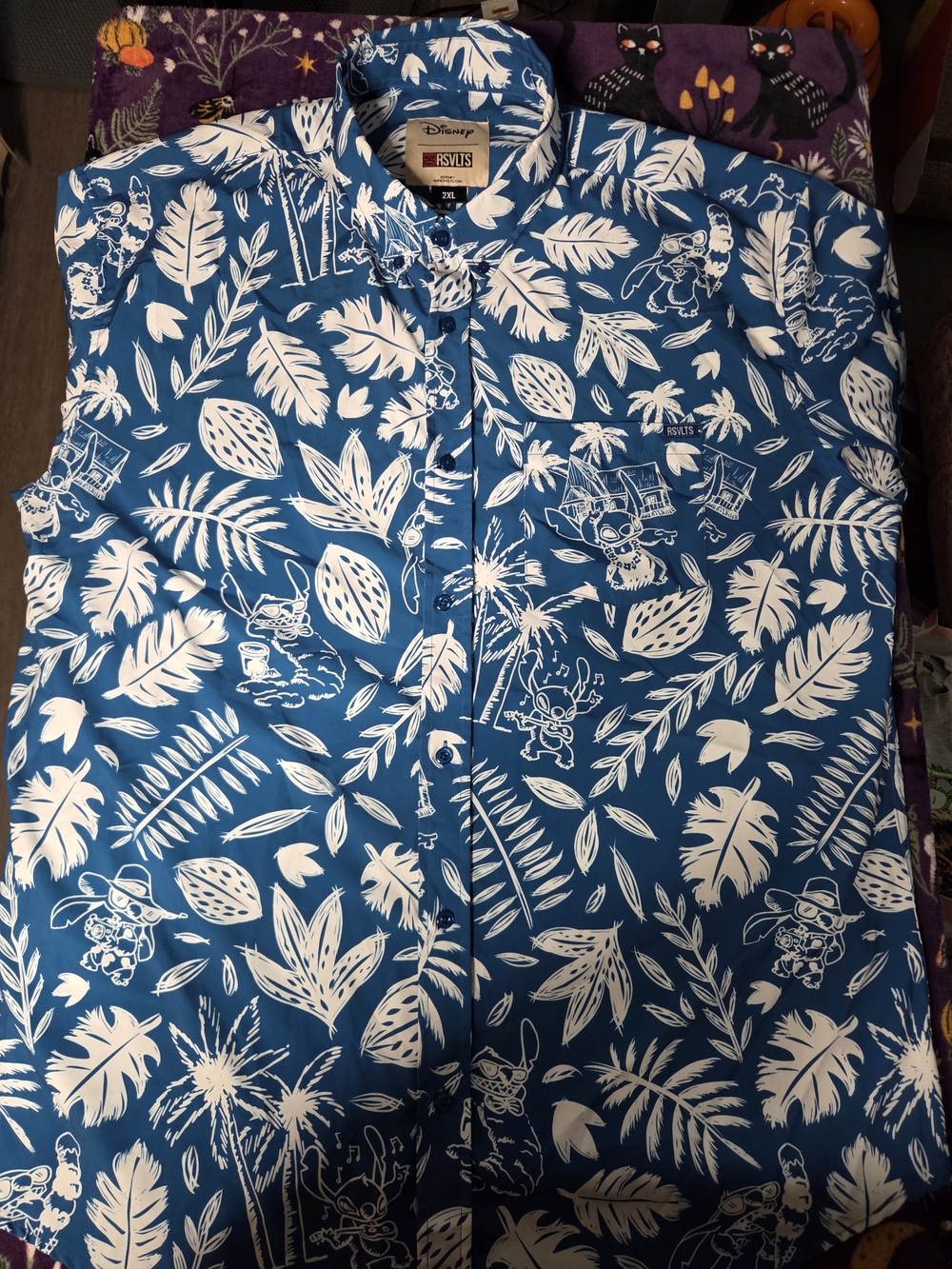 RSVLTS Lilo & Stitch DisneyBlue Tropical Print Short-Sleeve Shirt